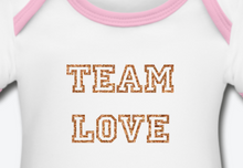 Load image into Gallery viewer, TEAM LOVE Customizable Organic Short Sleeve Baby Bodysuit
