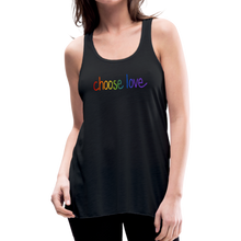 Load image into Gallery viewer, Rainbow Pride Choose Love Women's Flowy Tank Top by Bella - black
